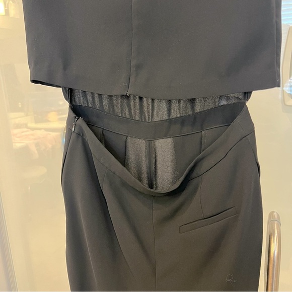 DIANE VON FURSTENBERG Tali Crop Top Open Back Cropped Wide Leg Jumpsuit black,12 - Picture 7 of 16